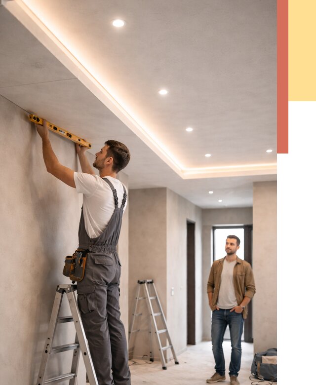 Потолок из гипсокартона с подсветкой в Кингисеппе от 779 руб./м2 под ключ | ОТДЕЛОЧНИК-Кгп