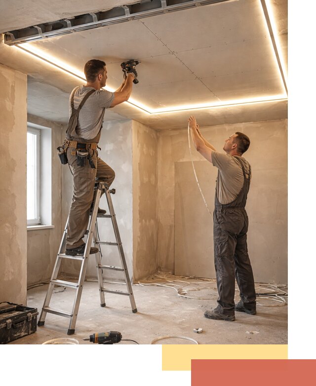 Потолок из гипсокартона с подсветкой в Кингисеппе