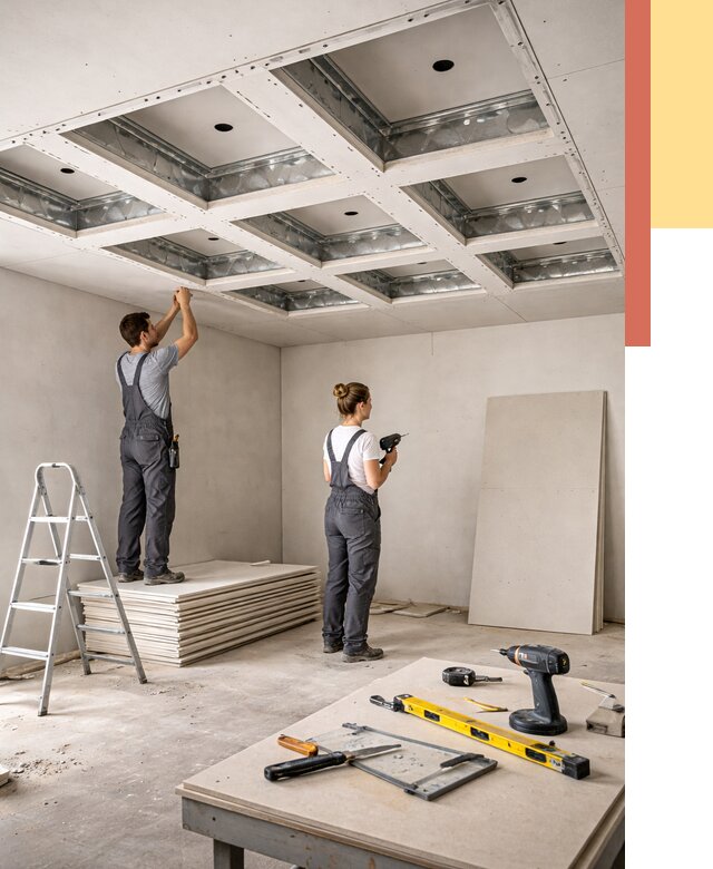 Кессонный потолок из гипсокартона в Кингисеппе от 1921 руб. — монтаж и под ключ | ОТДЕЛОЧНИК-Кгп