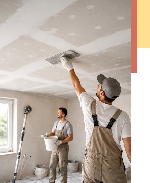 Шпаклевка потолка из гипсокартона в Кингисеппе от 3323 руб./м2 — услуги под ключ | ОТДЕЛОЧНИК-Кгп