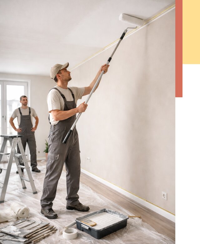 Покраска потолка из гипсокартона в Кингисеппе от 4673 руб./м2 — услуги под ключ | ОТДЕЛОЧНИК-Кгп