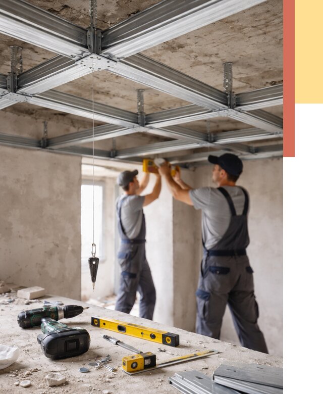 Монтаж каркаса потолка из профиля в Кингисеппе от 4673 руб. — услуги ОТДЕЛОЧНИК-Кгп