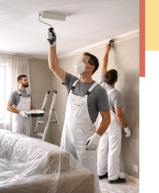 Покраска потолка водоэмельсионной краской в Кингисеппе от 2284 руб/м² — услуги под ключ | ОТДЕЛОЧНИК-Кгп