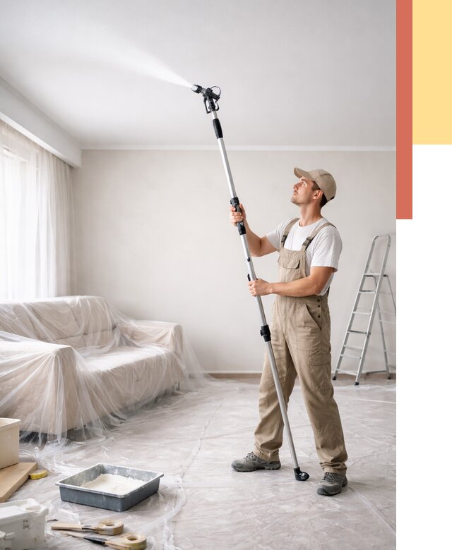 Покраска потолка краскопультом в Кингисеппе от 4673 руб. быстро и недорого | ОТДЕЛОЧНИК-Кгп