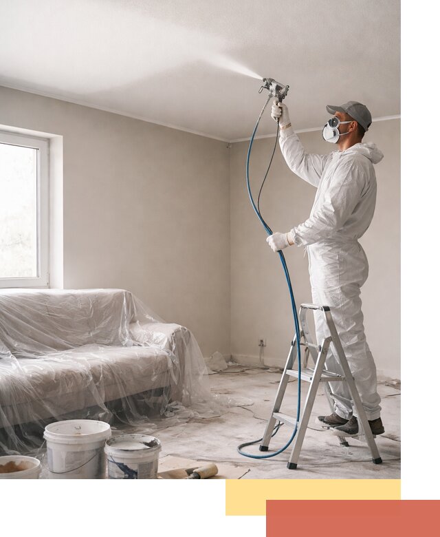 Покраска потолка краскопультом в Кингисеппе быстро и качественно