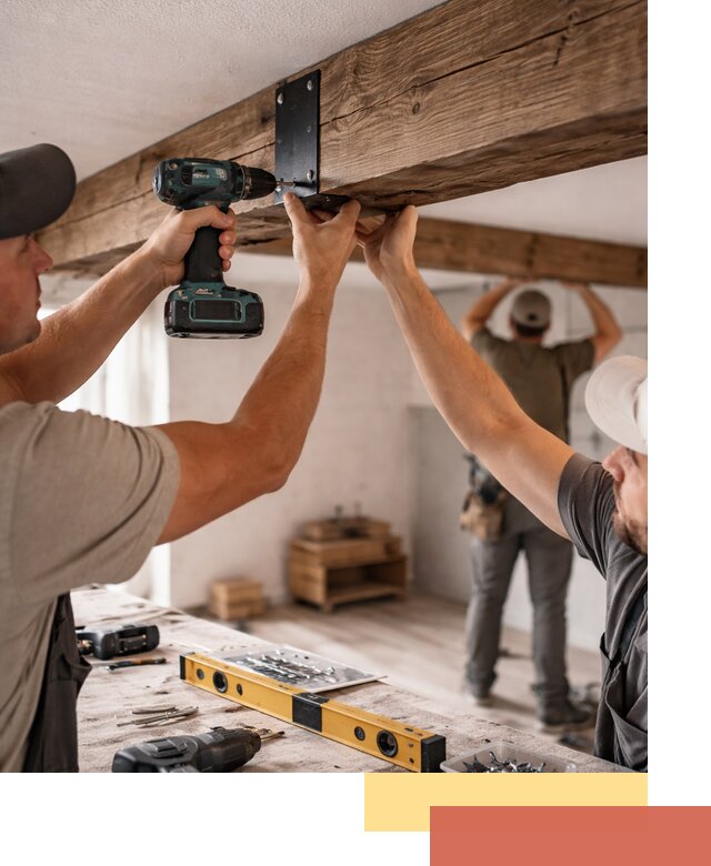 Монтаж декоративных потолочных балок в Кингисеппе