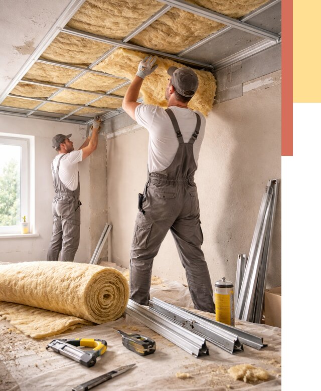 Утепление потолка в Кингисеппе от 7476 руб/м2 — недорого, быстро, под ключ | ОТДЕЛОЧНИК-Кгп